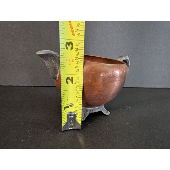 Vintage Copper & Pewter Creamer With Ornate Handle - Picture 6 of 7